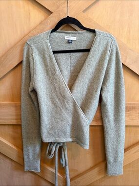 American Eagle Outfitters Olive Green V-Neck Wrap Sweater